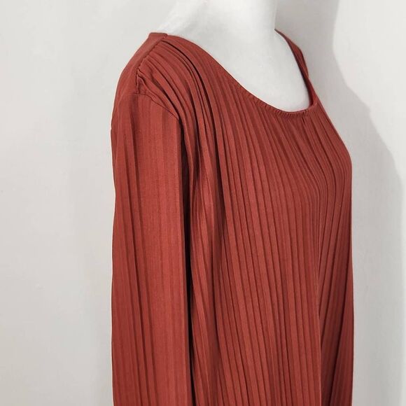 AGB Rust Pleated Blouse Size Large Rust Red Tunic Layered Look Tunic - Picture 4 of 9